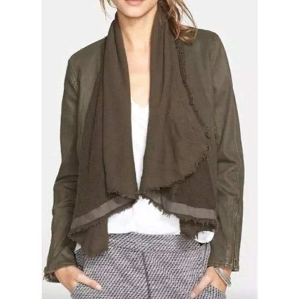 Free People Dark Olive Draped Jean Jacket